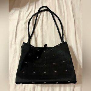 Clare V Black silk beaded handbag vintage 90s